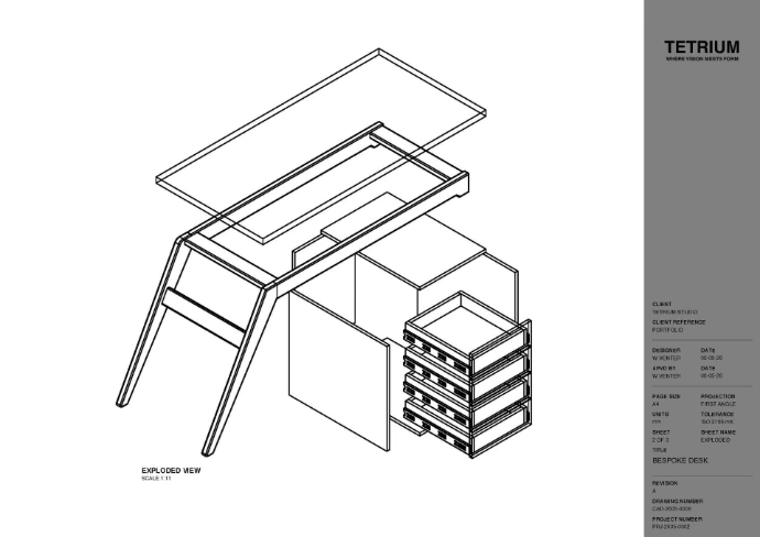Bespoke Desk -  Exploded